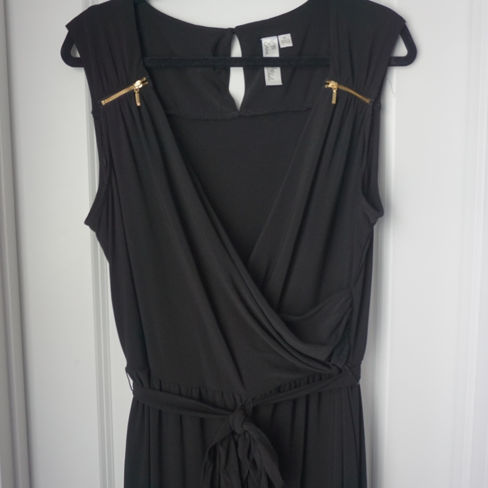 Black Emma & Michele Jumpsuit with Gold Zipper top